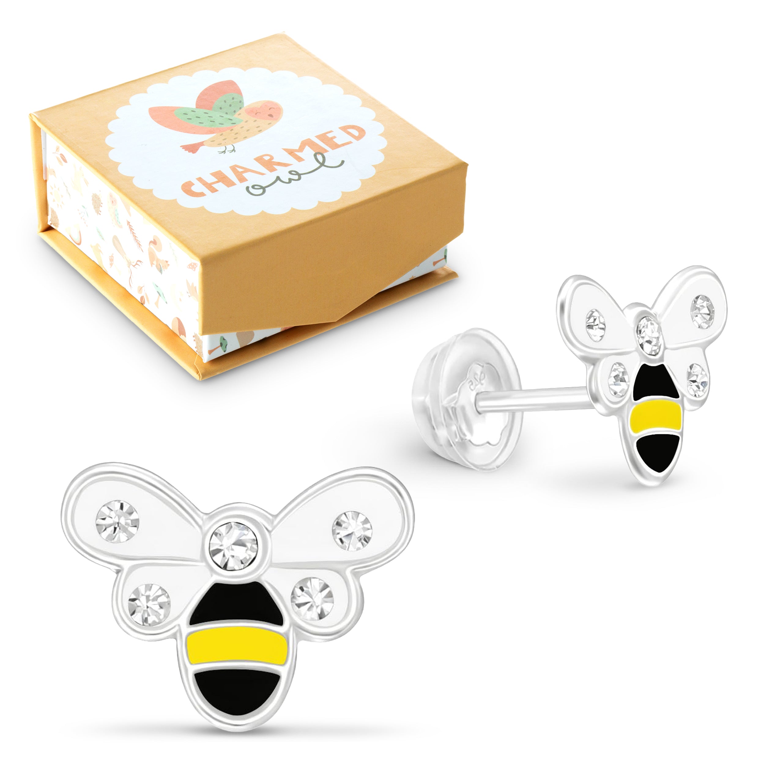 Bee Stud Earrings - 925 Sterling Silver