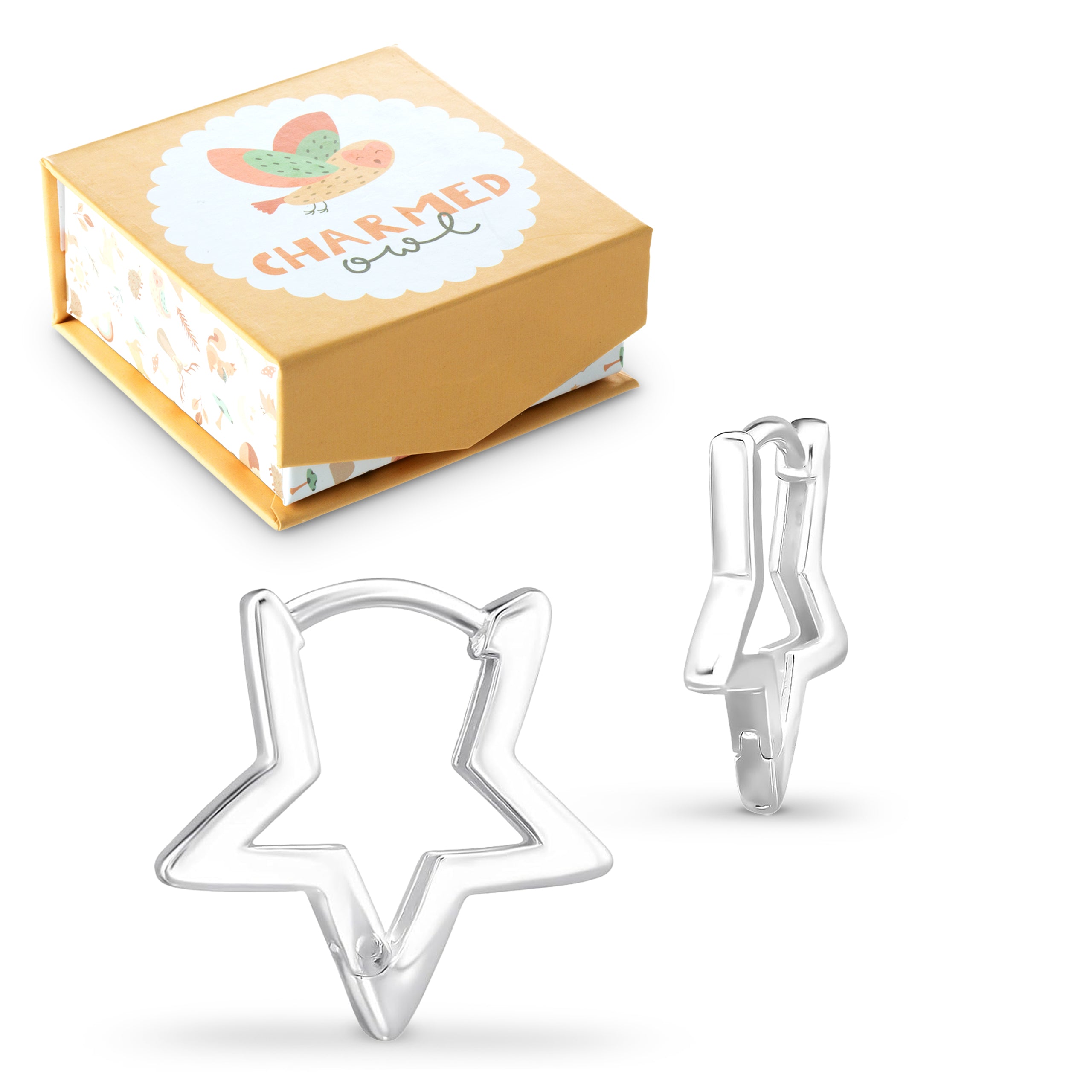 Star Huggie Hoop Earrings - 925 Sterling Silver