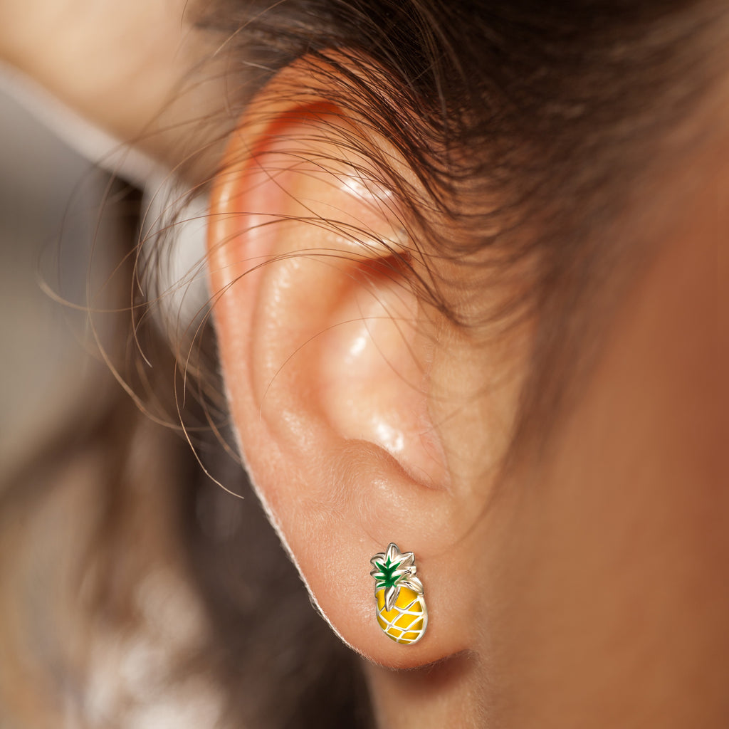 Pineapples Stud Earrings - 925 Sterling Silver