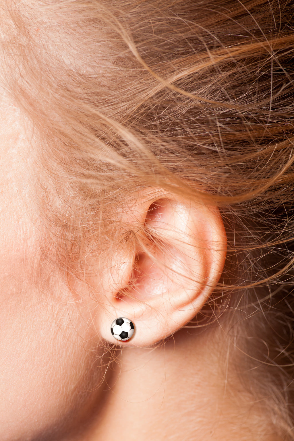 Soccer Ball Stud Earrings - 925 Sterling Silver