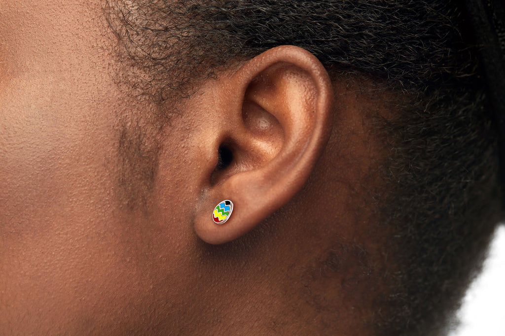 Rainbow Easter Egg Stud Earrings - 925 Sterling Silver