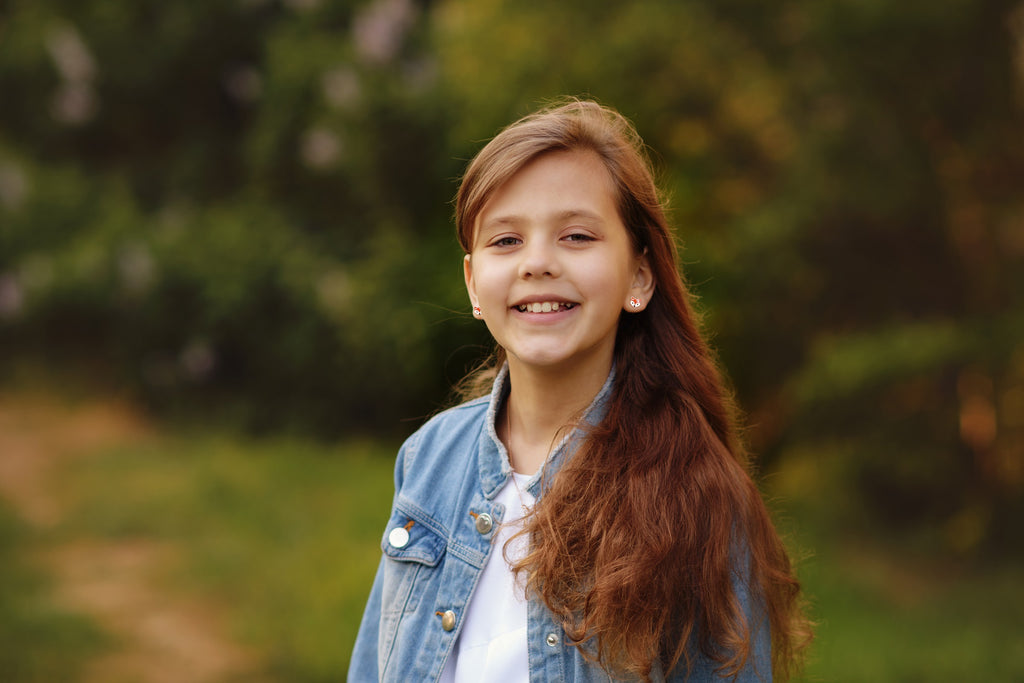 Fox Face with Pink Flower Stud Earrings - 925 Sterling Silver