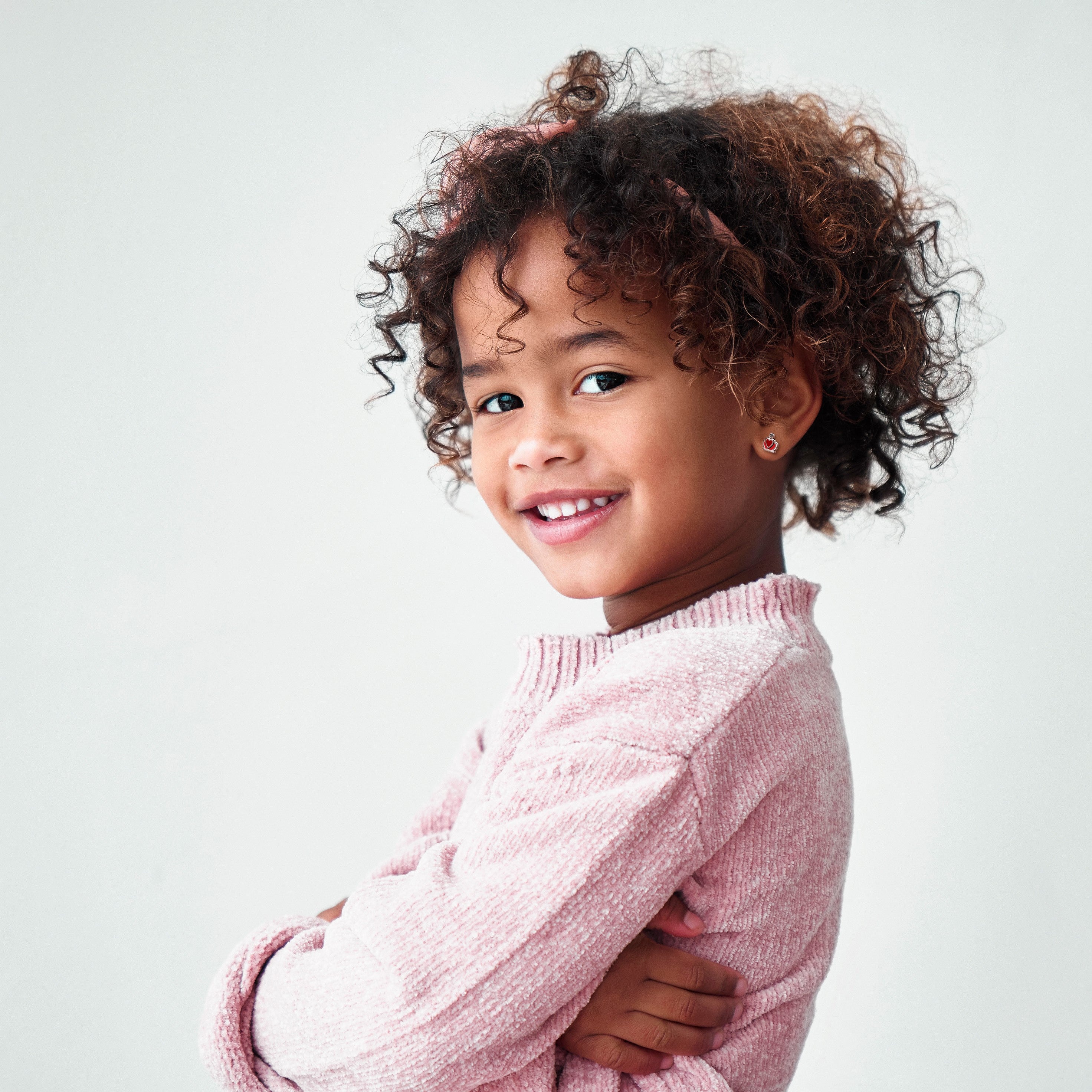 Pink Crown Stud Earrings - 925 Sterling Silver
