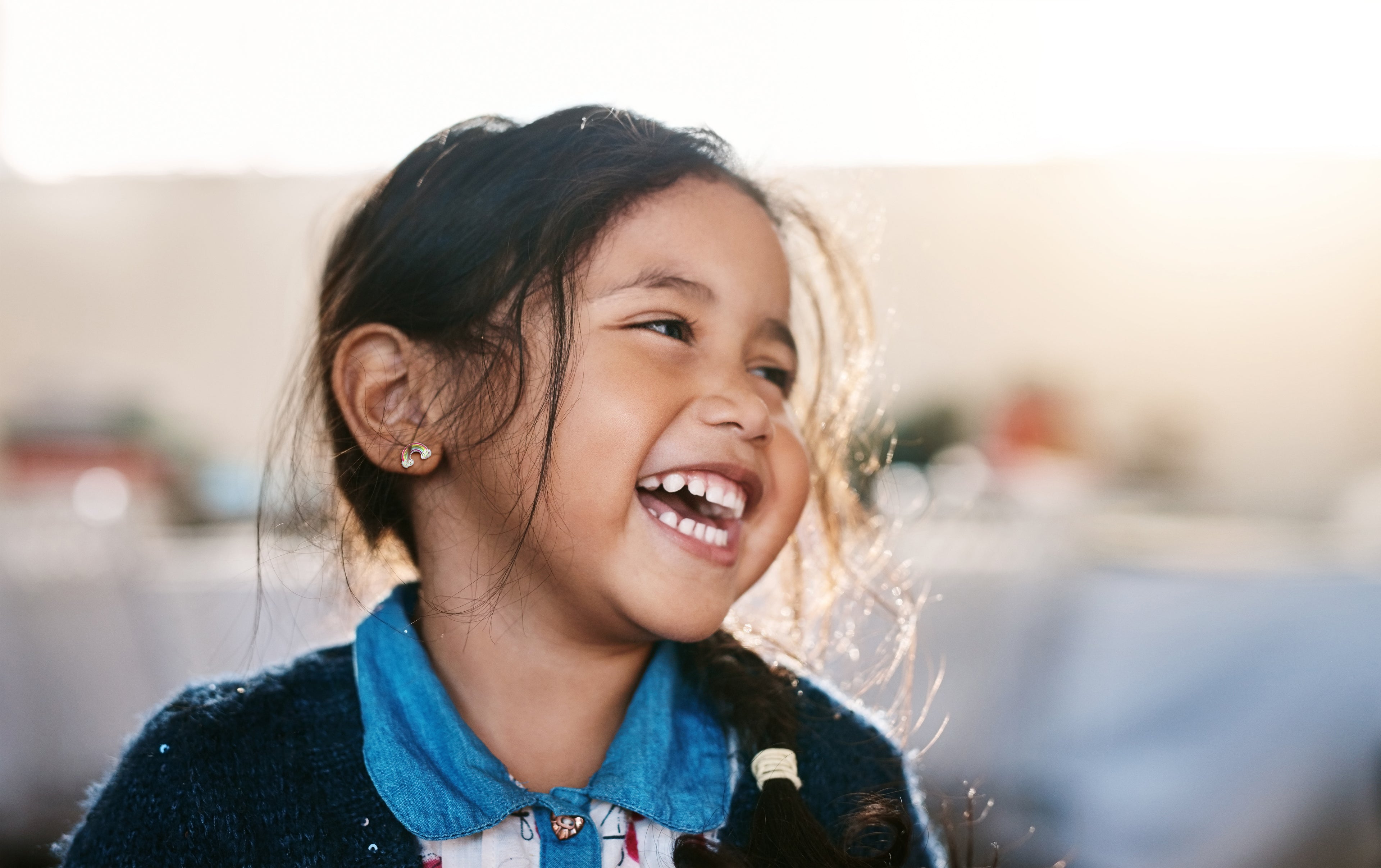 Pink Glitter Rainbow Stud Earrings - 925 Sterling Silver