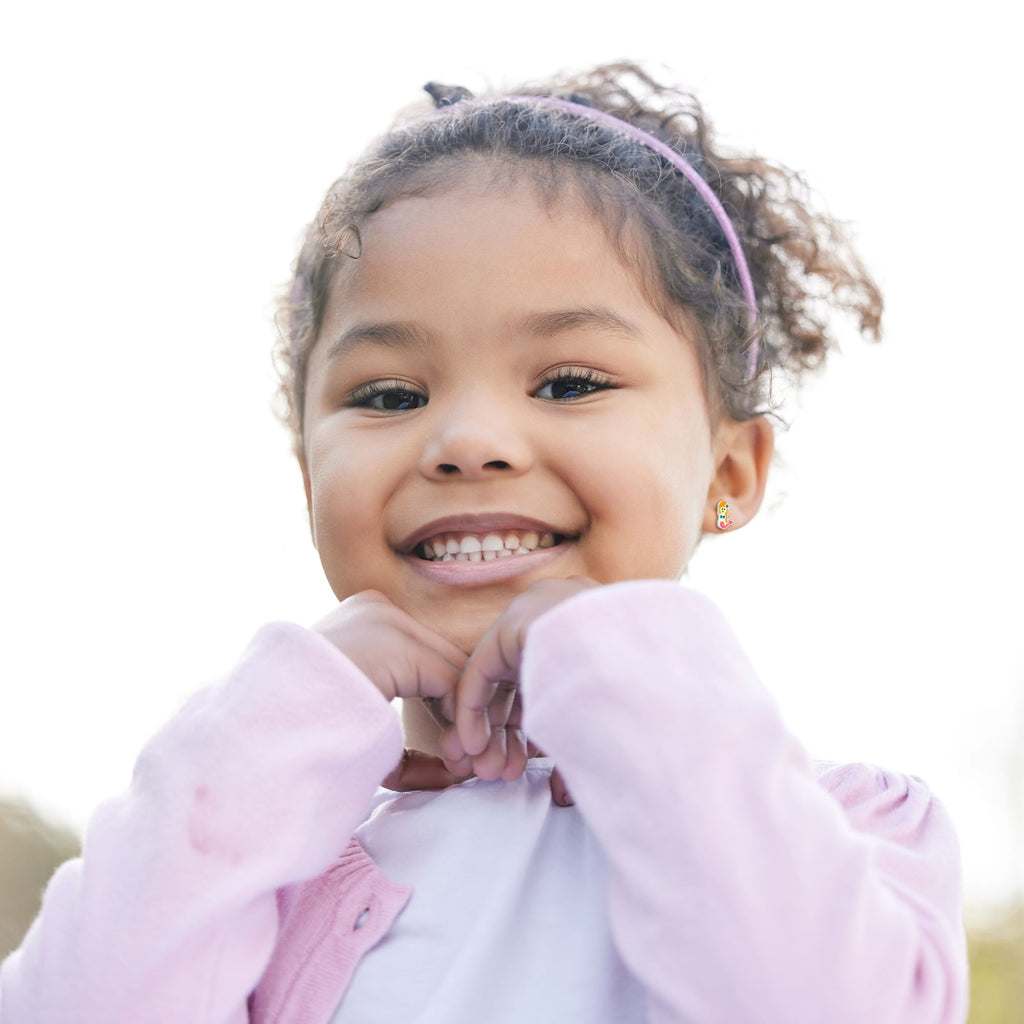 Pink Mermaid Stud Earrings - 925 Sterling Silver