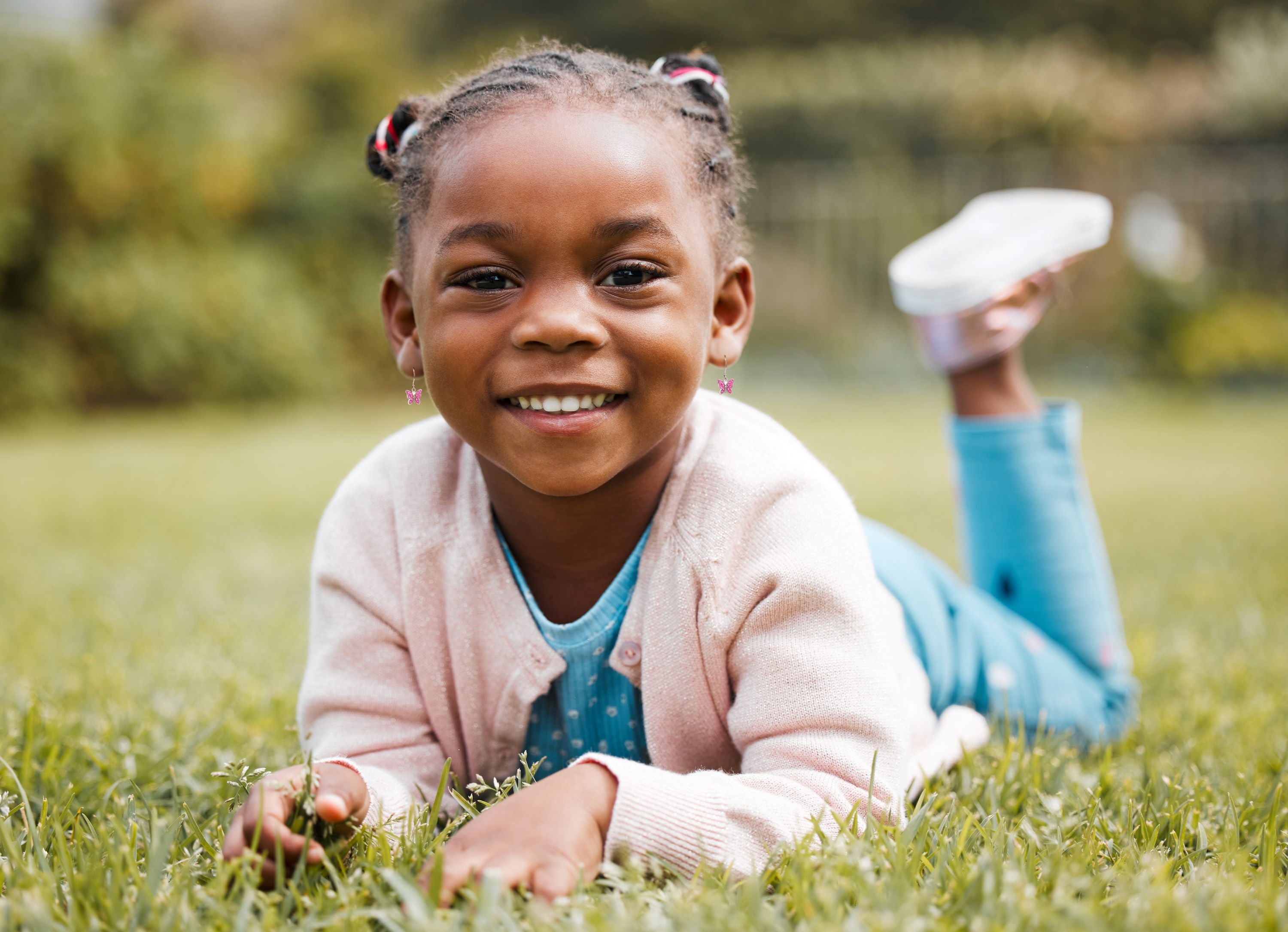 Aqua Crystal Butterfly Children's Dangling Earrings - 925 Sterling Silver