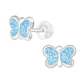 Epoxy Butterfly Stud Earrings - 925 Sterling Silver