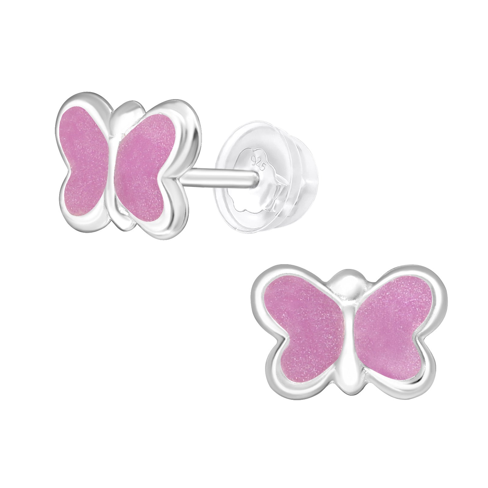 Epoxy Butterfly Stud Earrings - 925 Sterling Silver