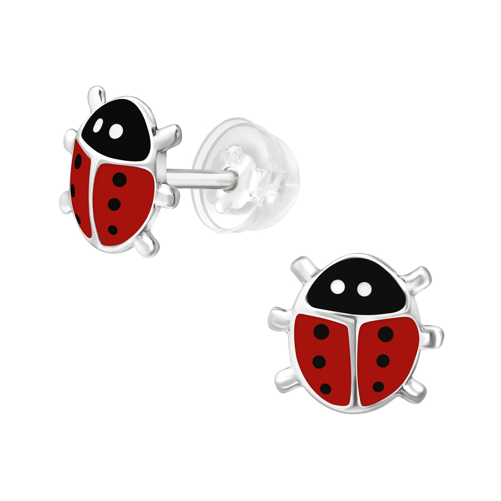 Ladybug Stud Earrings - 925 Sterling Silver