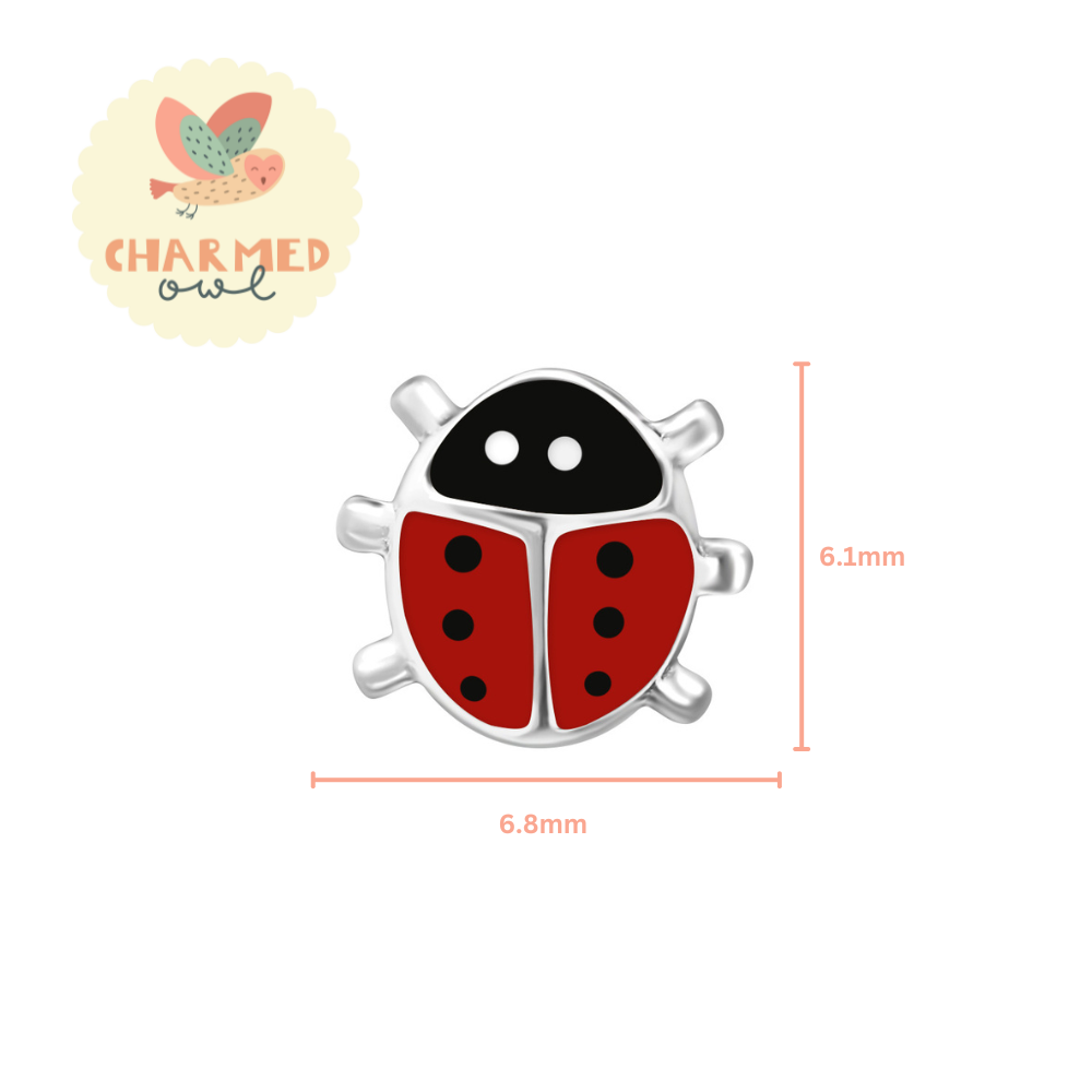Ladybug Stud Earrings - 925 Sterling Silver