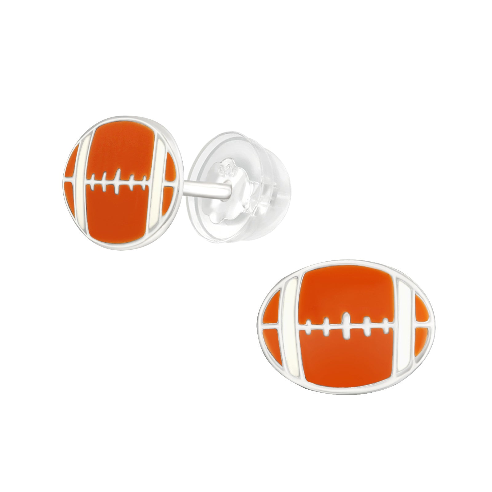 Football Stud Earrings - 925 Sterling Silver