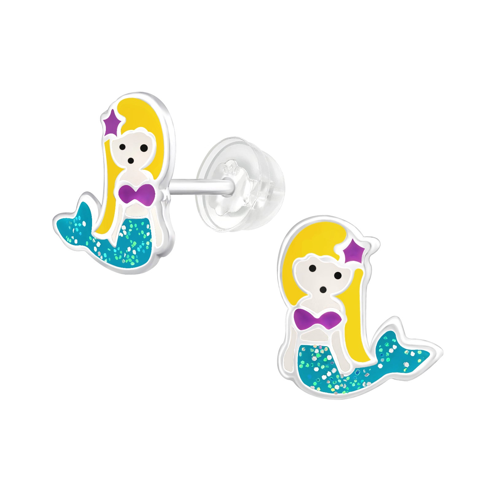 Blue Mermaid Stud Earrings - 925 Sterling Silver