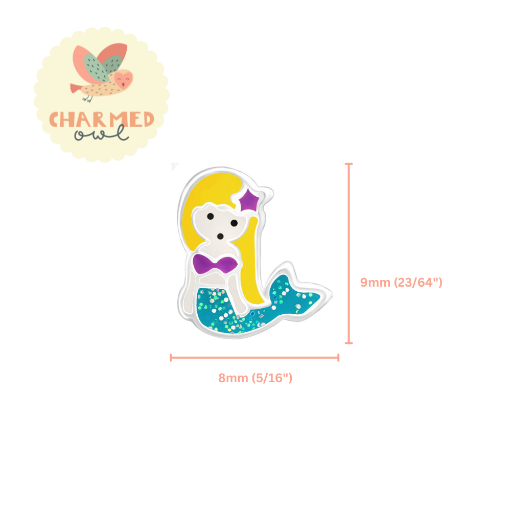 Blue Mermaid Stud Earrings - 925 Sterling Silver