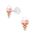 Ice Cream Cones Stud Earrings - 925 Sterling Silver