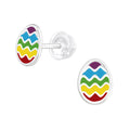 Rainbow Easter Egg Stud Earrings - 925 Sterling Silver