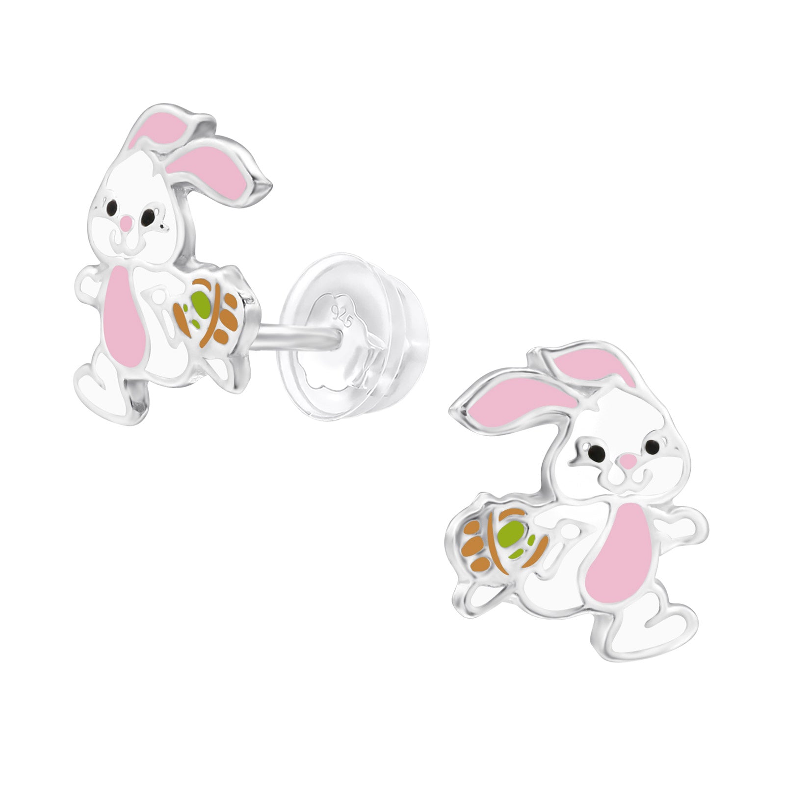 Easter Bunny Stud Earrings - 925 Sterling Silver