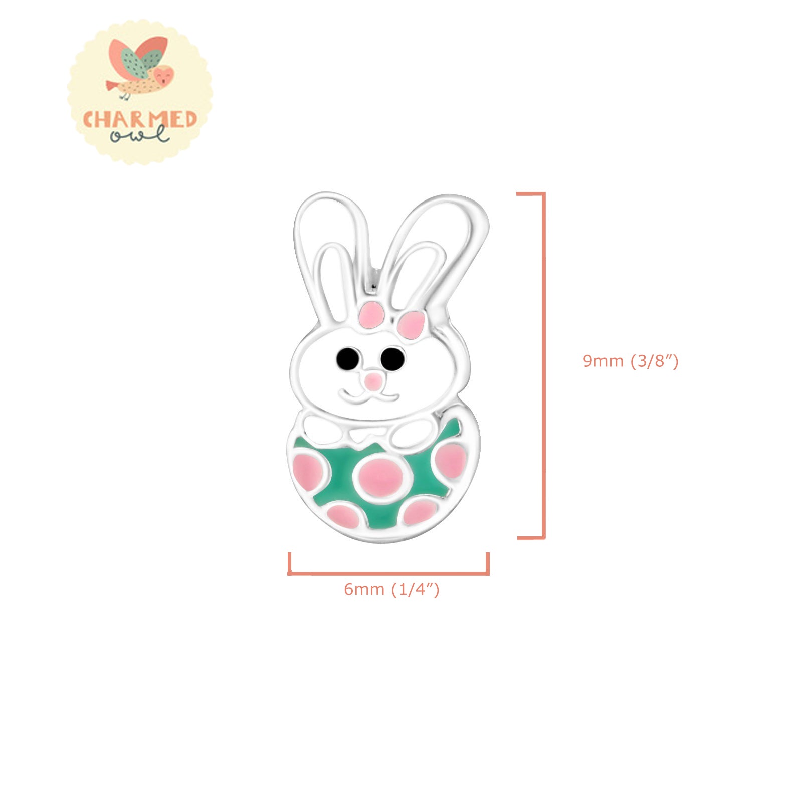 Bunny in Easter Egg Stud Earrings - 925 Sterling Silver