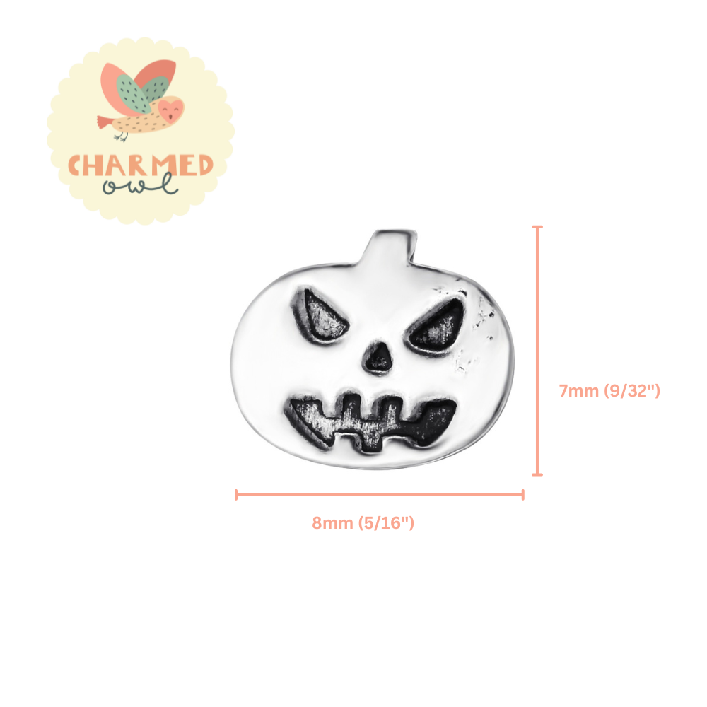 Silver Jack O'Lantern Stud Earrings - 925 Sterling Silver