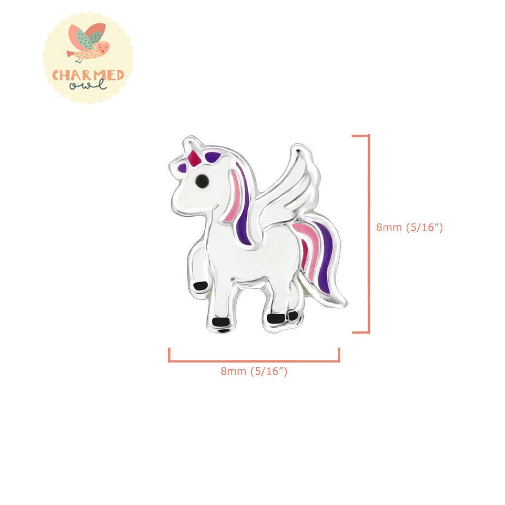 Purple and Pink Unicorn Stud Earrings - 925 Sterling Silver