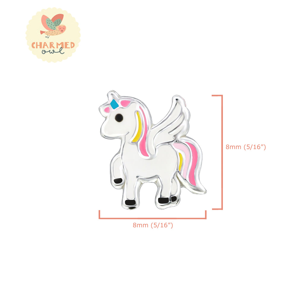 Pink and Yellow Unicorn Stud Earrings - 925 Sterling Silver