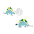 Blue Stegosaurus Dinosaur Stud Earrings - 925 Sterling Silver