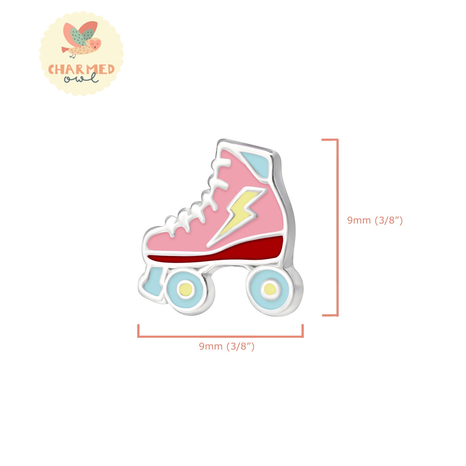 Pink Roller Skates Stud Earrings - 925 Sterling Silver