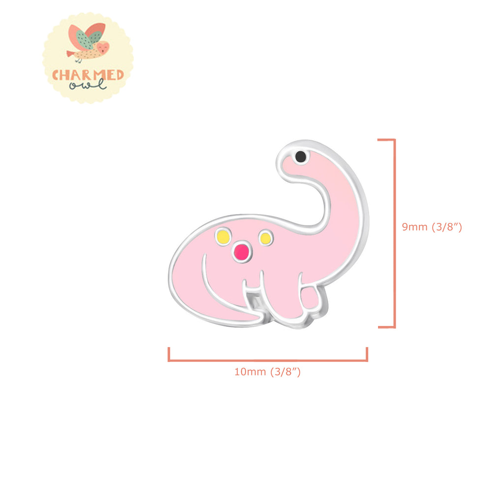 Pink Brontosaurus Dinosaur Stud Earrings - 925 Sterling Silver