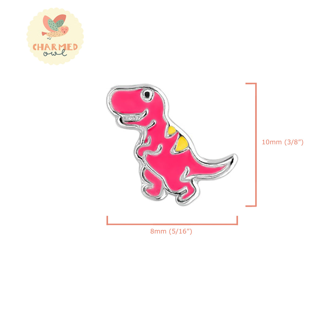 Set of 3 Pairs Pink, Orange, and Blue T-Rex Dinosaur Stud Earrings - 925 Sterling Silver