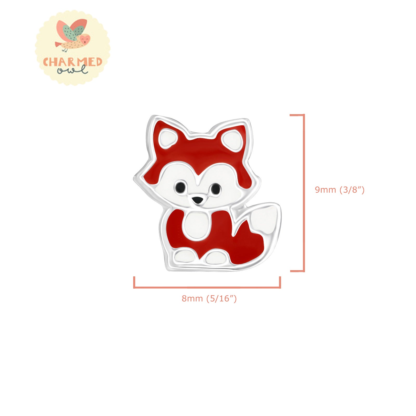 Red Fox Stud Earrings - 925 Sterling Silver