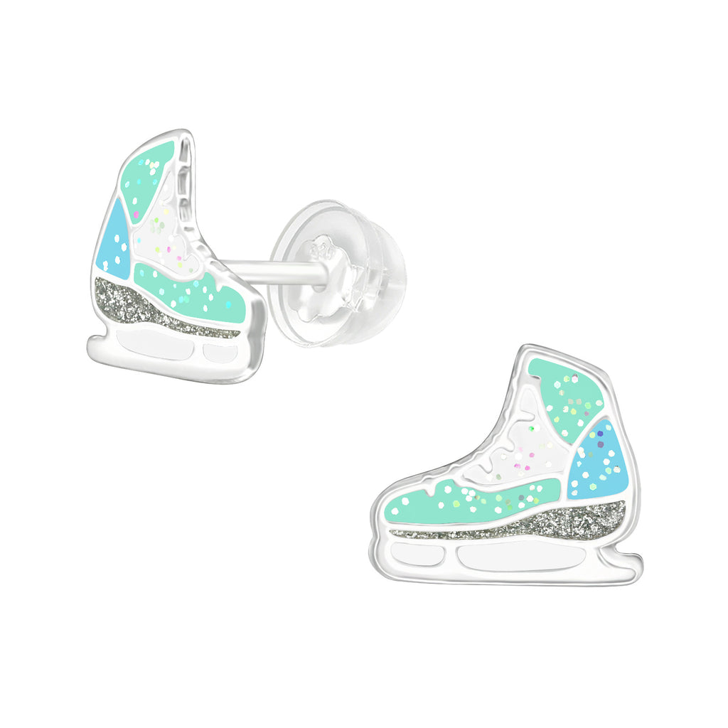 Ice Skates Stud Earrings - 925 Sterling Silver