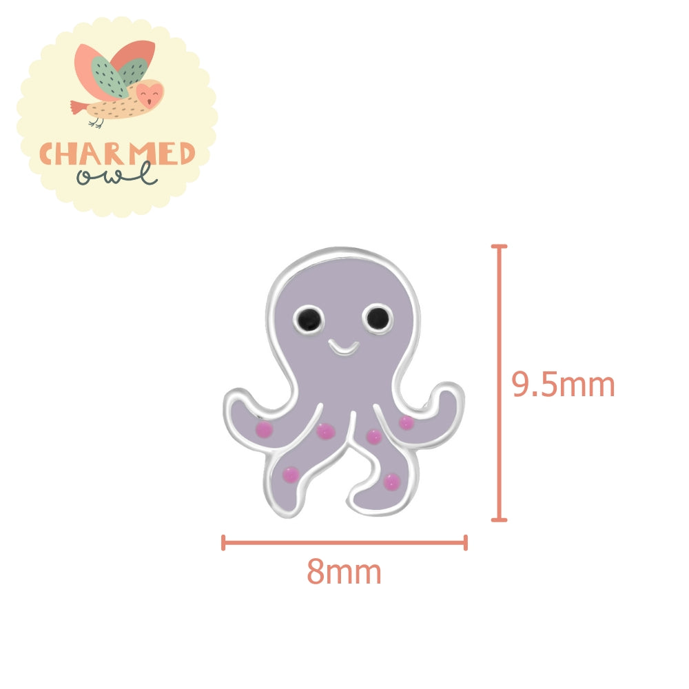 Octopus Sea Animal Stud Earrings - 925 Sterling Silver