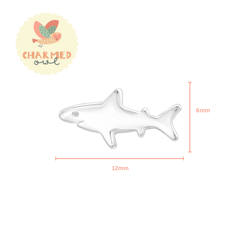 Silver Shark Stud Earrings - 925 Sterling Silver