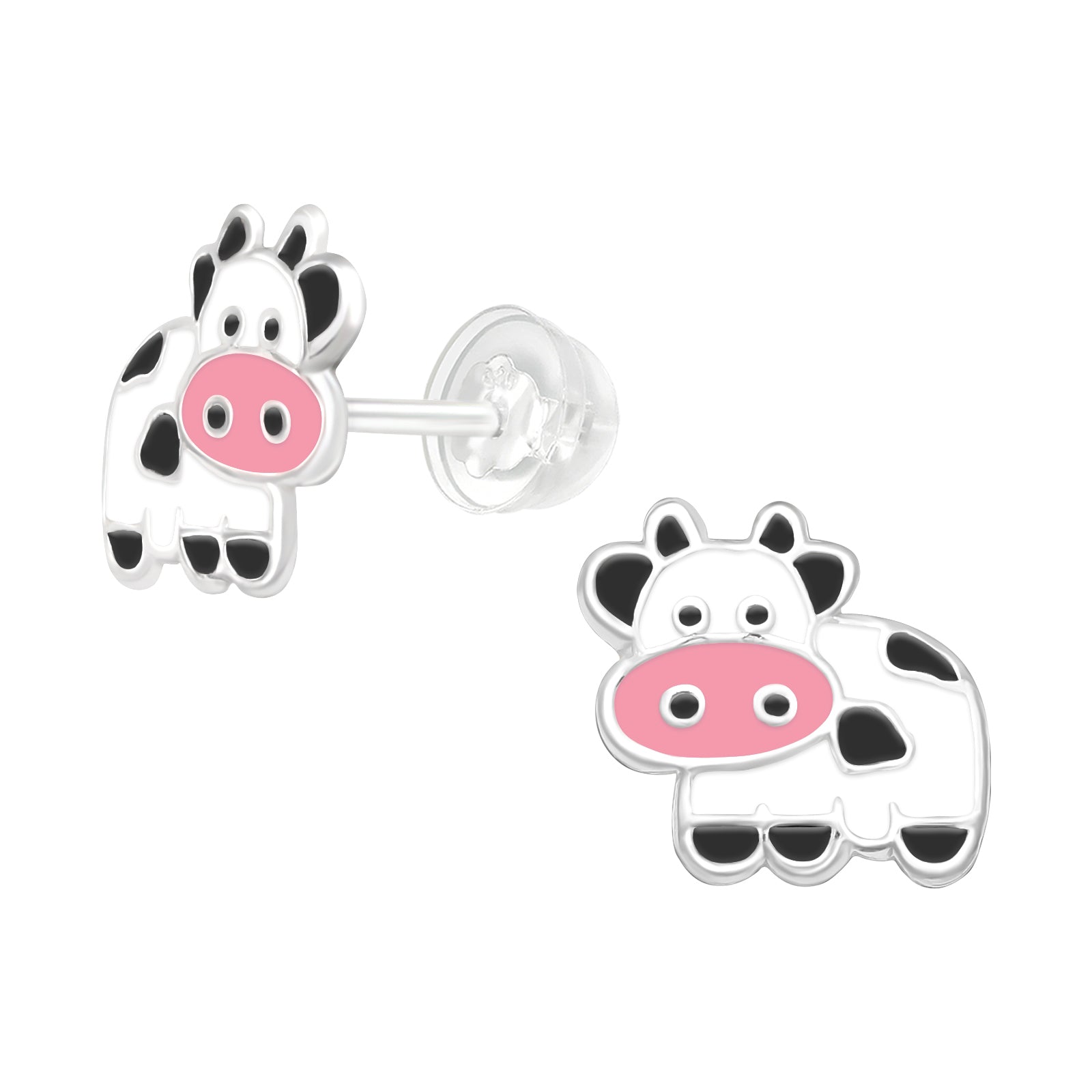 Cow Stud Earrings - 925 Sterling Silver