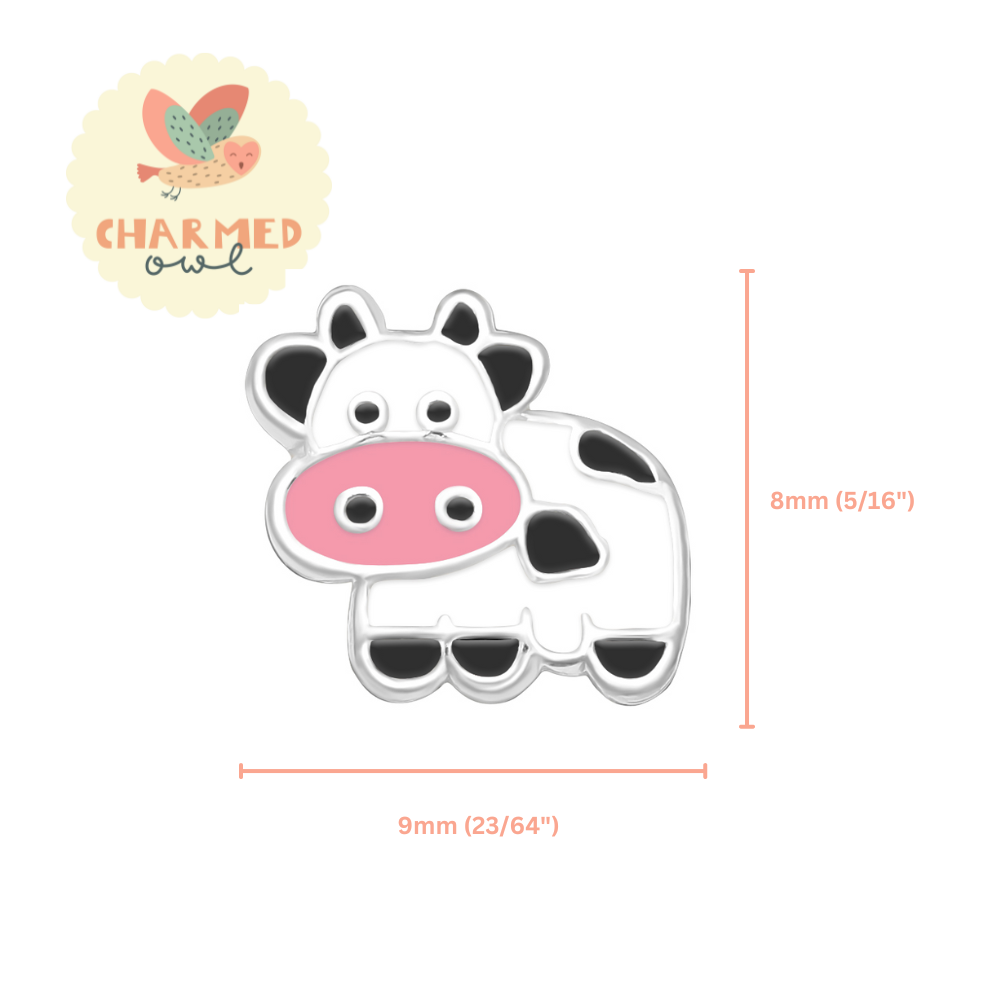 Cow Stud Earrings - 925 Sterling Silver