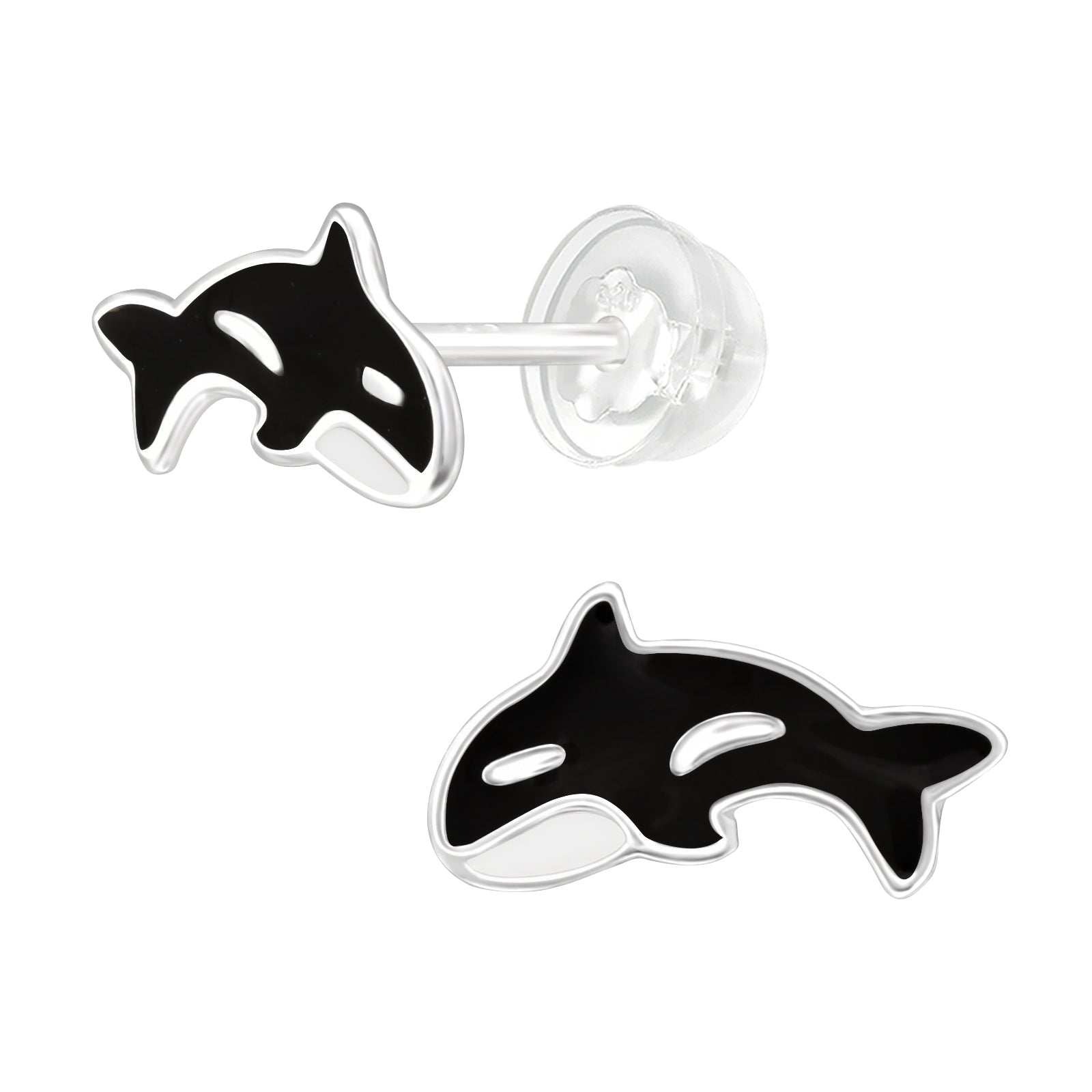 Whale Stud Earrings - 925 Sterling Silver