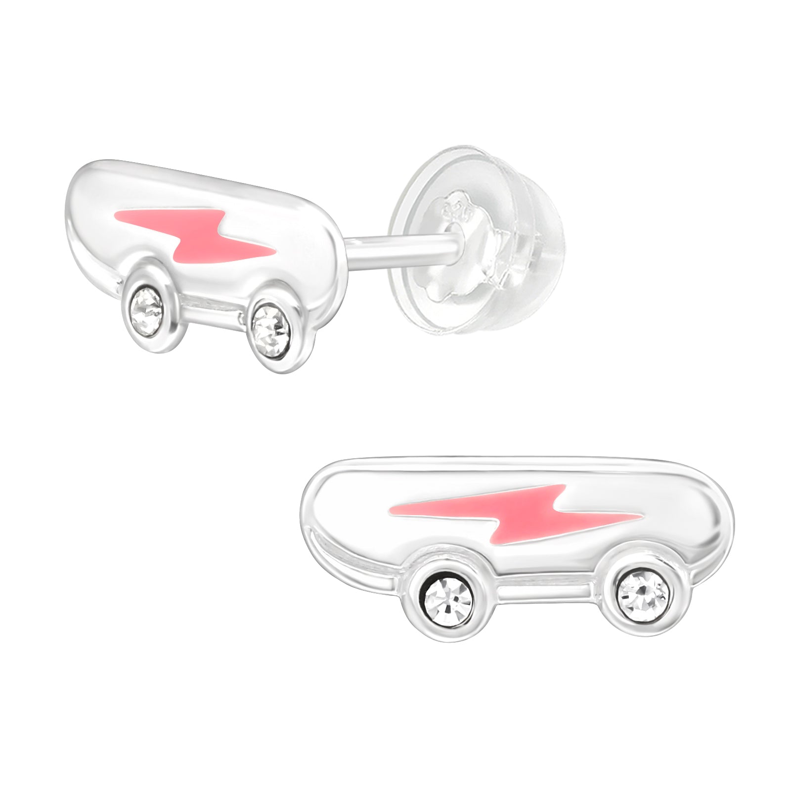 Skateboards Stud Earrings - 925 Sterling Silver