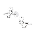 Silver T-Rex Dinosaur Stud Earrings - 925 Sterling Silver