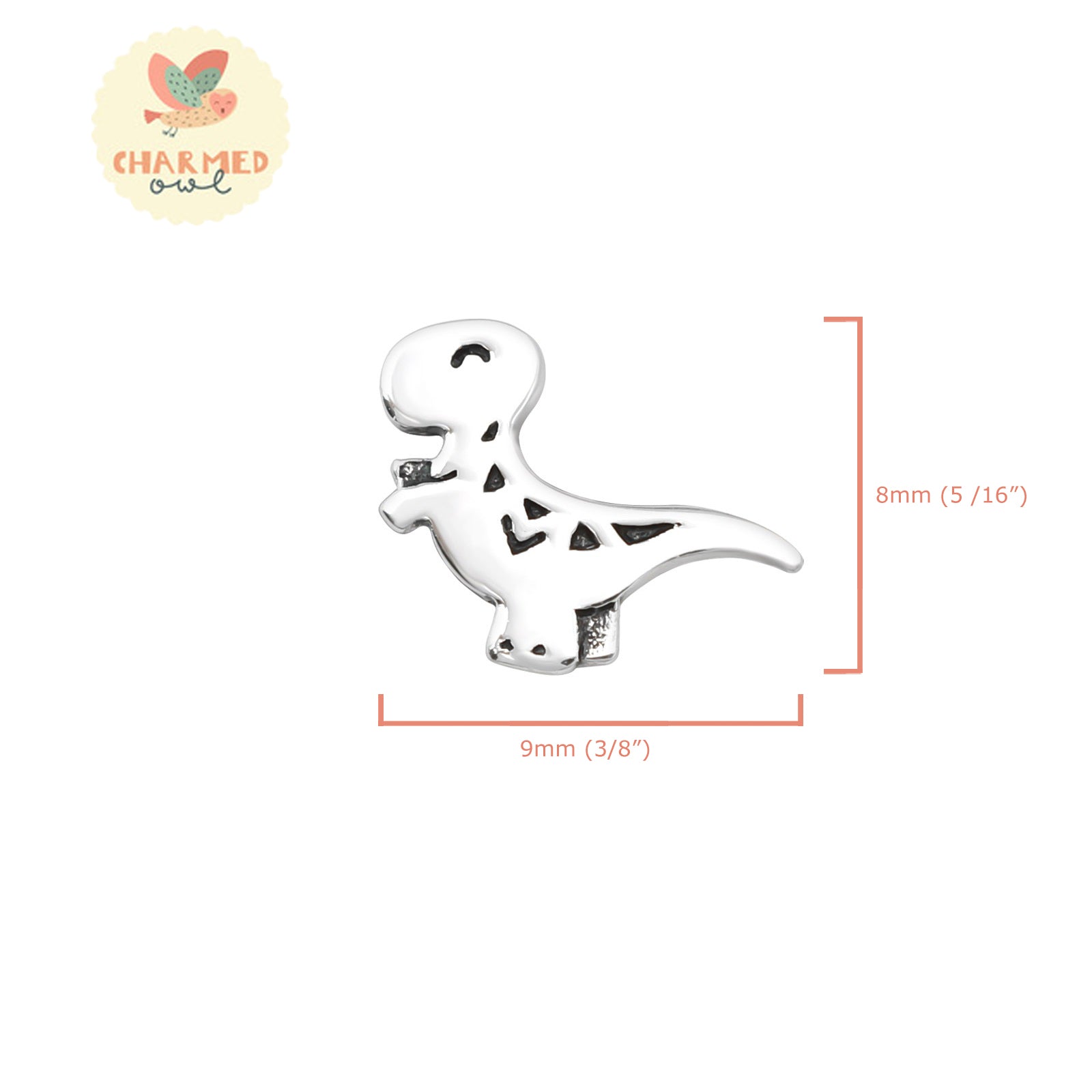 Silver T-Rex Dinosaur Stud Earrings - 925 Sterling Silver