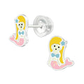 Pink Mermaid Stud Earrings - 925 Sterling Silver