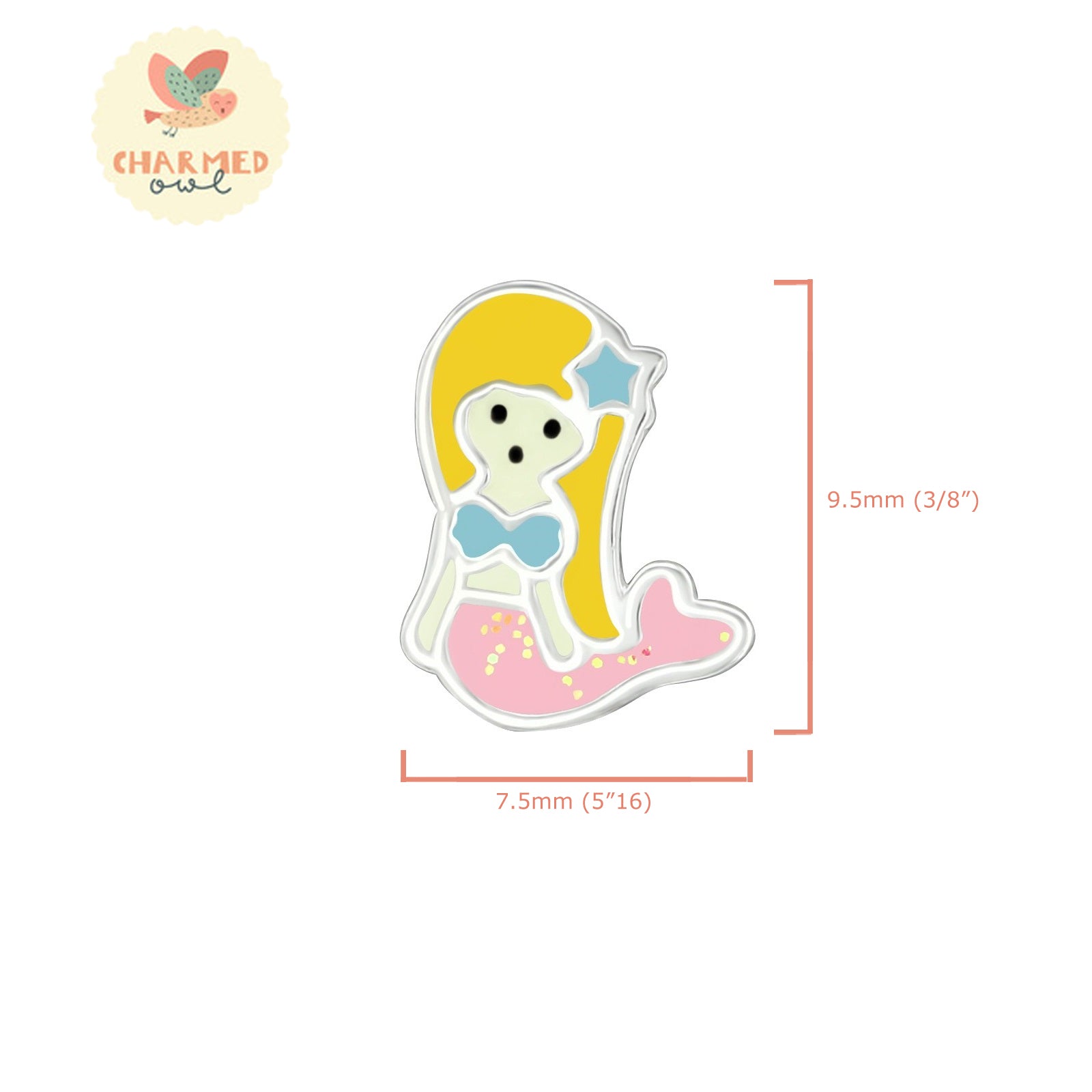 Pink Mermaid Stud Earrings - 925 Sterling Silver