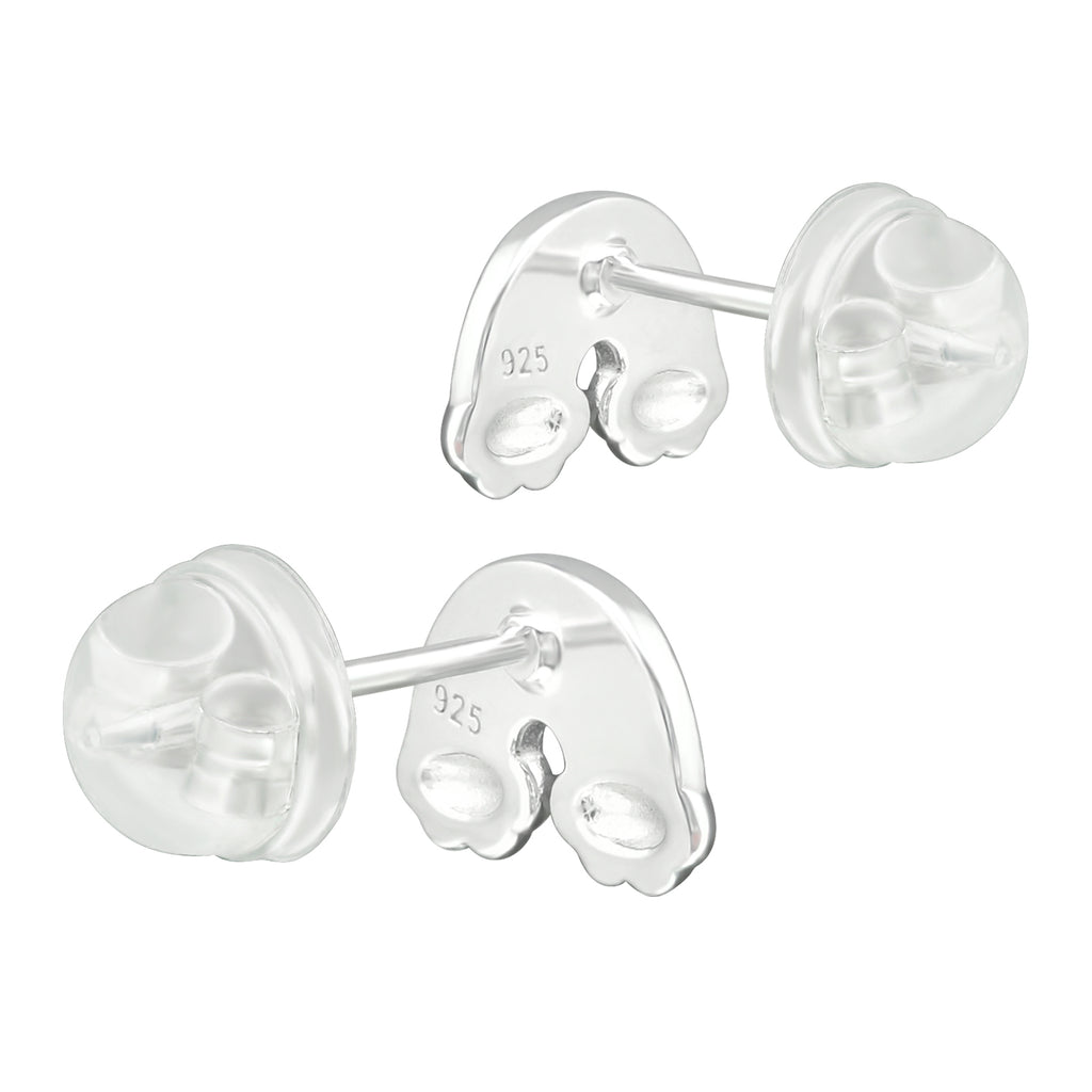 Rainbow with a Heart Stud Earrings - 925 Sterling Silver