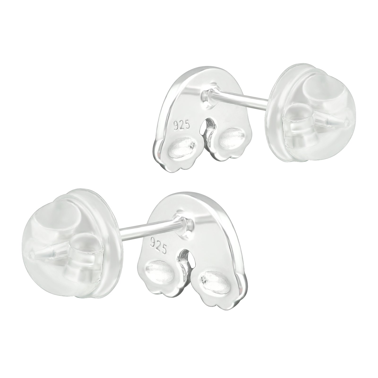 Rainbow with a Heart Stud Earrings - 925 Sterling Silver