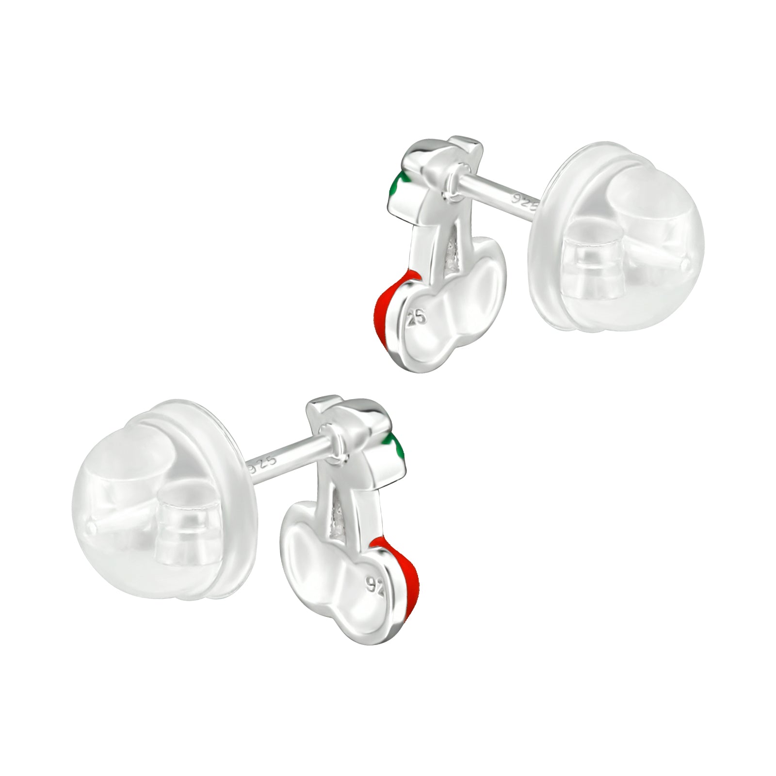 Red Cherries Stud Earrings - 925 Sterling Silver