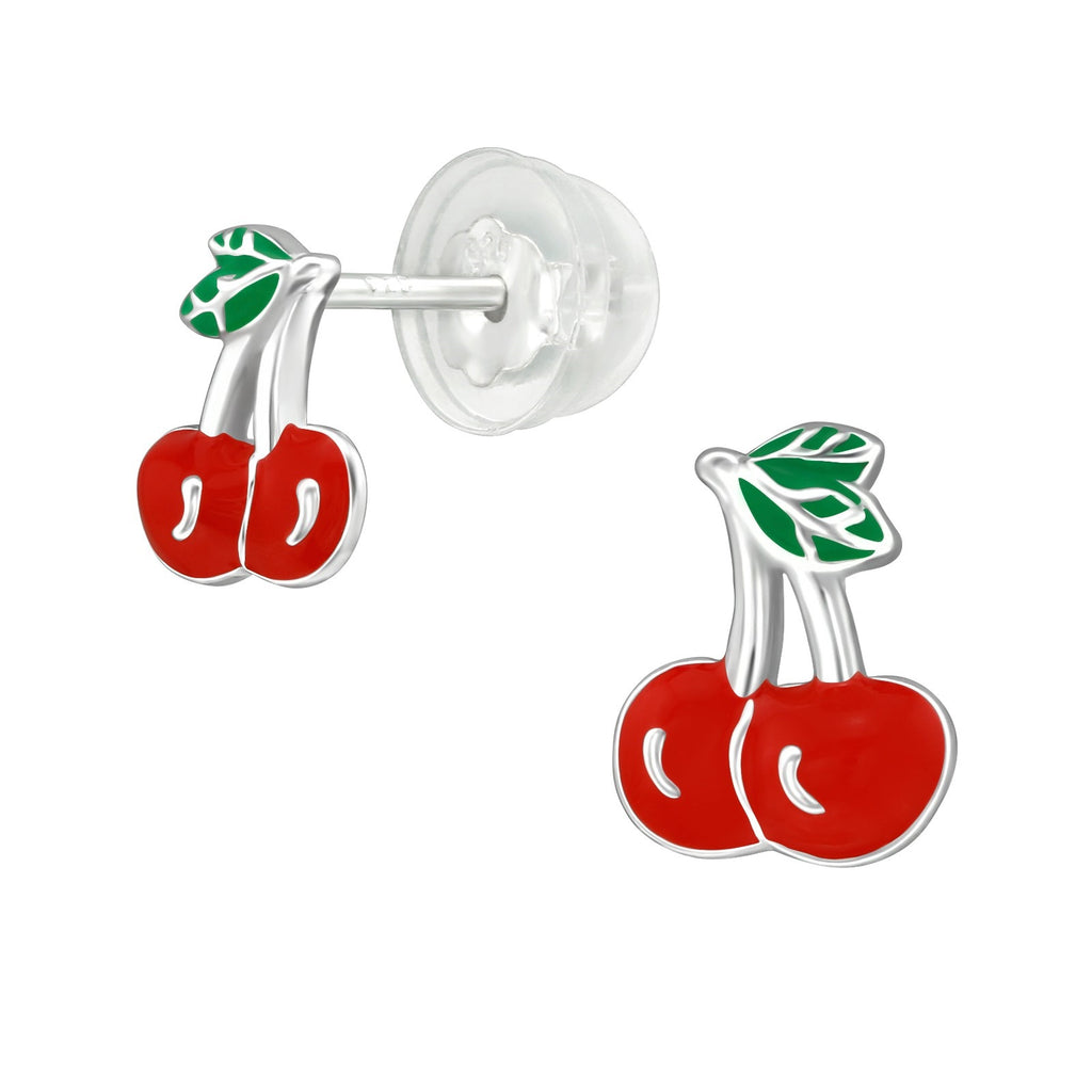 Red Cherries Stud Earrings - 925 Sterling Silver