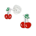 Red Cherries Stud Earrings - 925 Sterling Silver