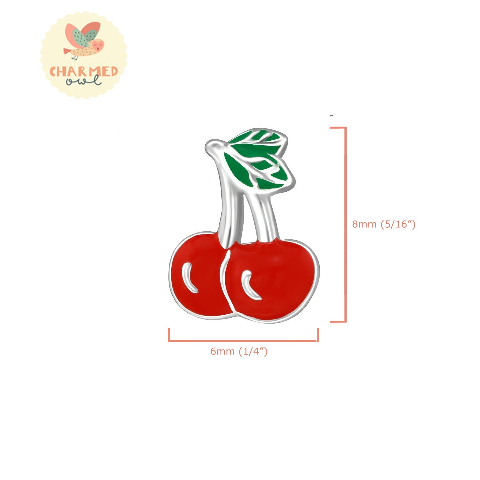 Red Cherries Stud Earrings - 925 Sterling Silver