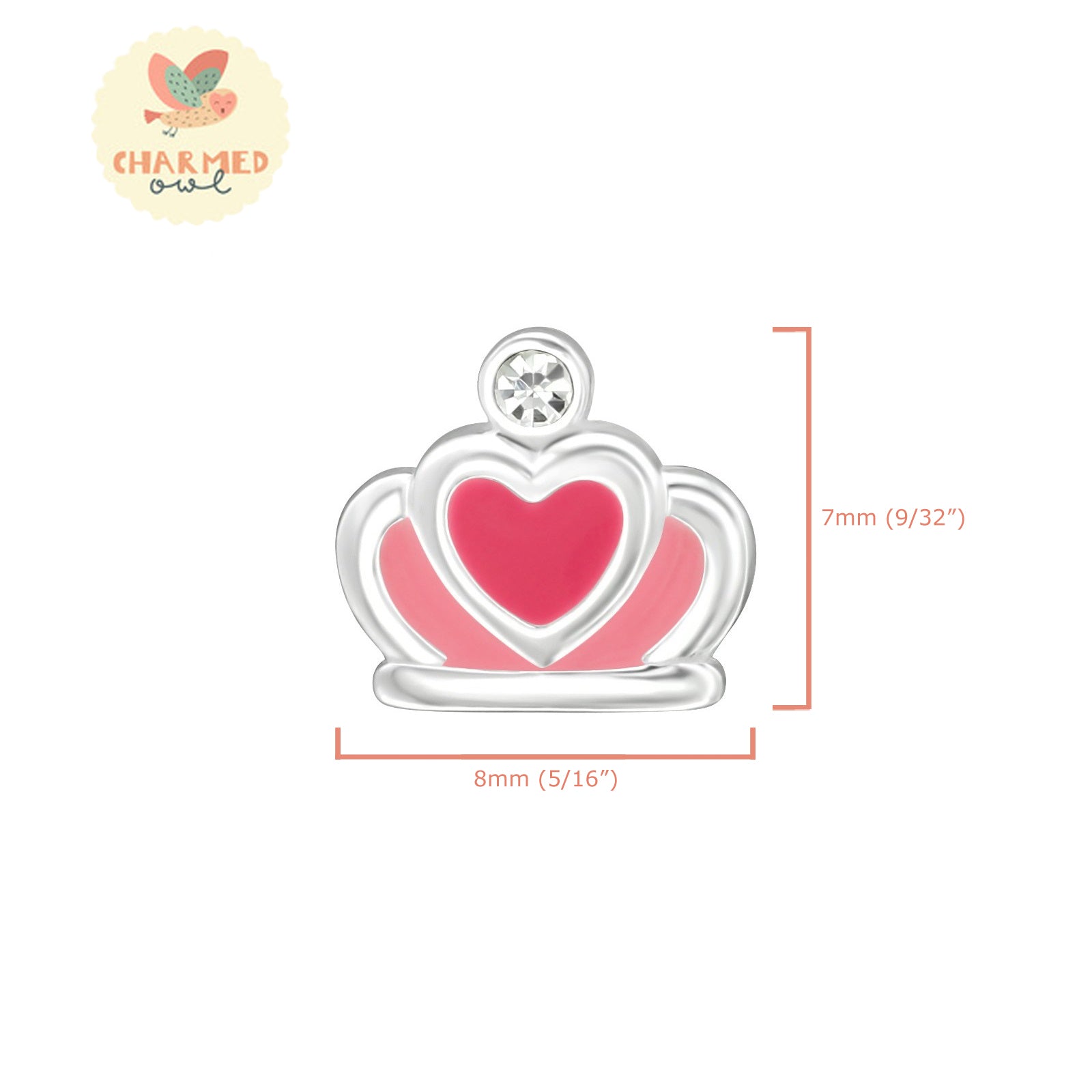 Pink Crown Stud Earrings - 925 Sterling Silver