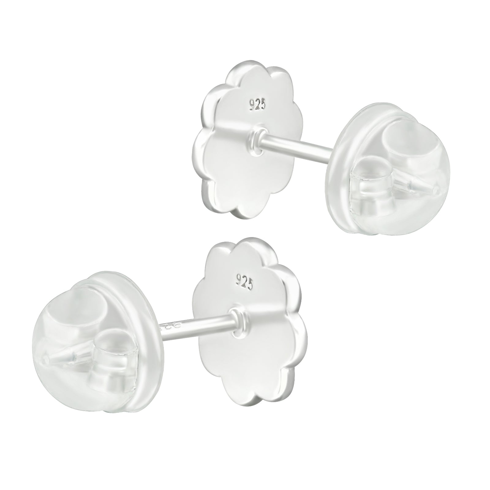 White Daisy Flower Stud Earrings - 925 Sterling Silver