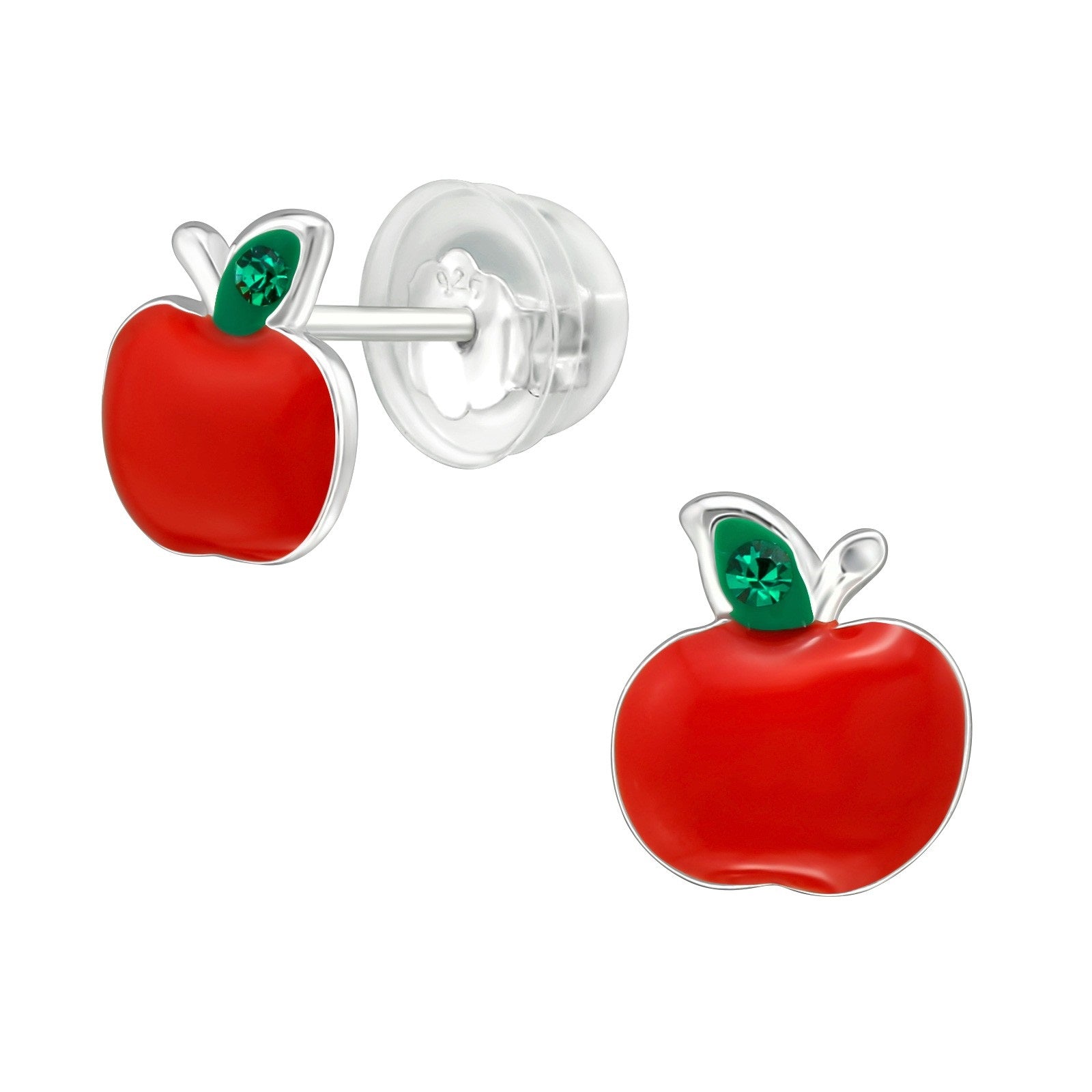 Red Apples Stud Earrings - 925 Sterling Silver