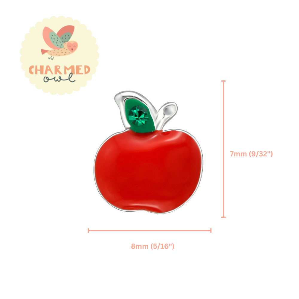 Red Apples Stud Earrings - 925 Sterling Silver